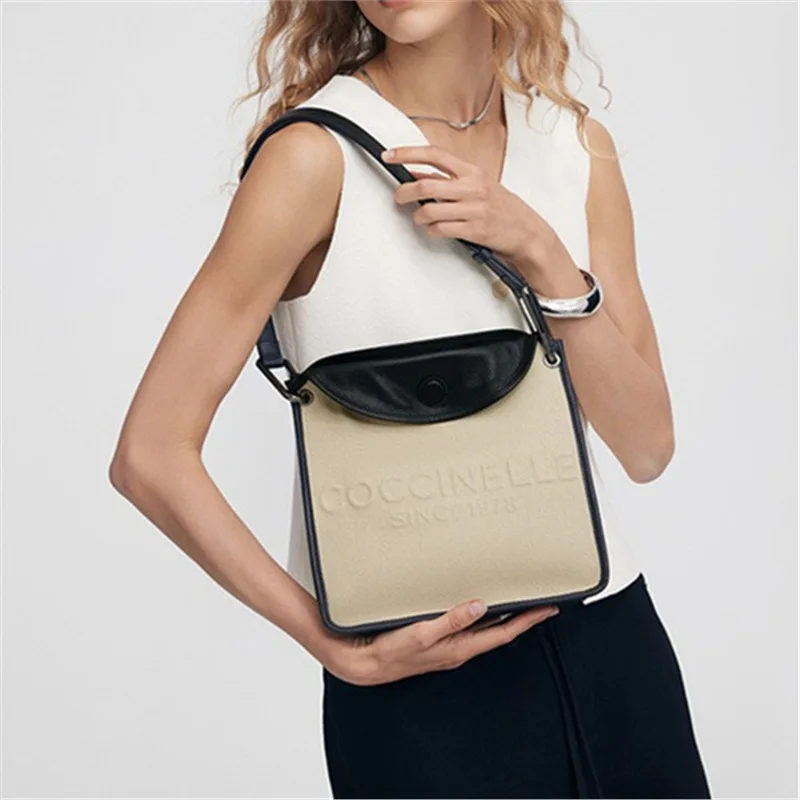 

2026 unisex textured linen denim tote bag, niche newsboy style, adjustable shoulder strap, single shoulder bag