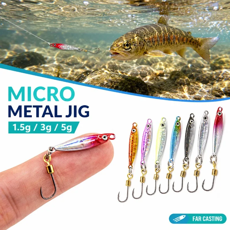 3g 5g Micro Metal Jig Fishing Lure Long Cast Sinking Mini Lead Bait Flutter Spoon for Trout Bass Creek Stream Light Tackle Setup