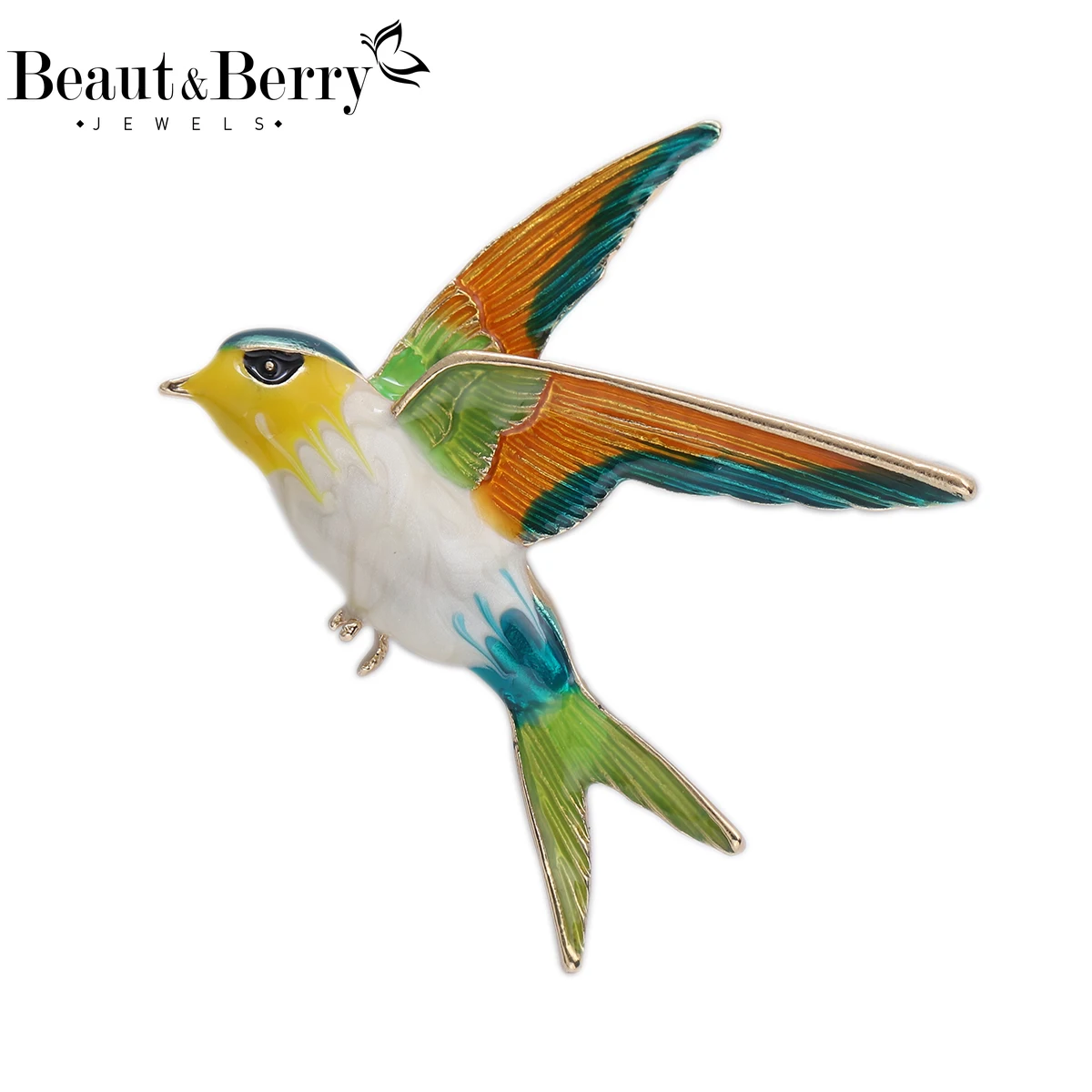Beaut&Berry Luxury Enamel Swallow Brooches for Women Unisex Bird Animal Pins Casual Party Jewelry Accessories Gifts Decoration