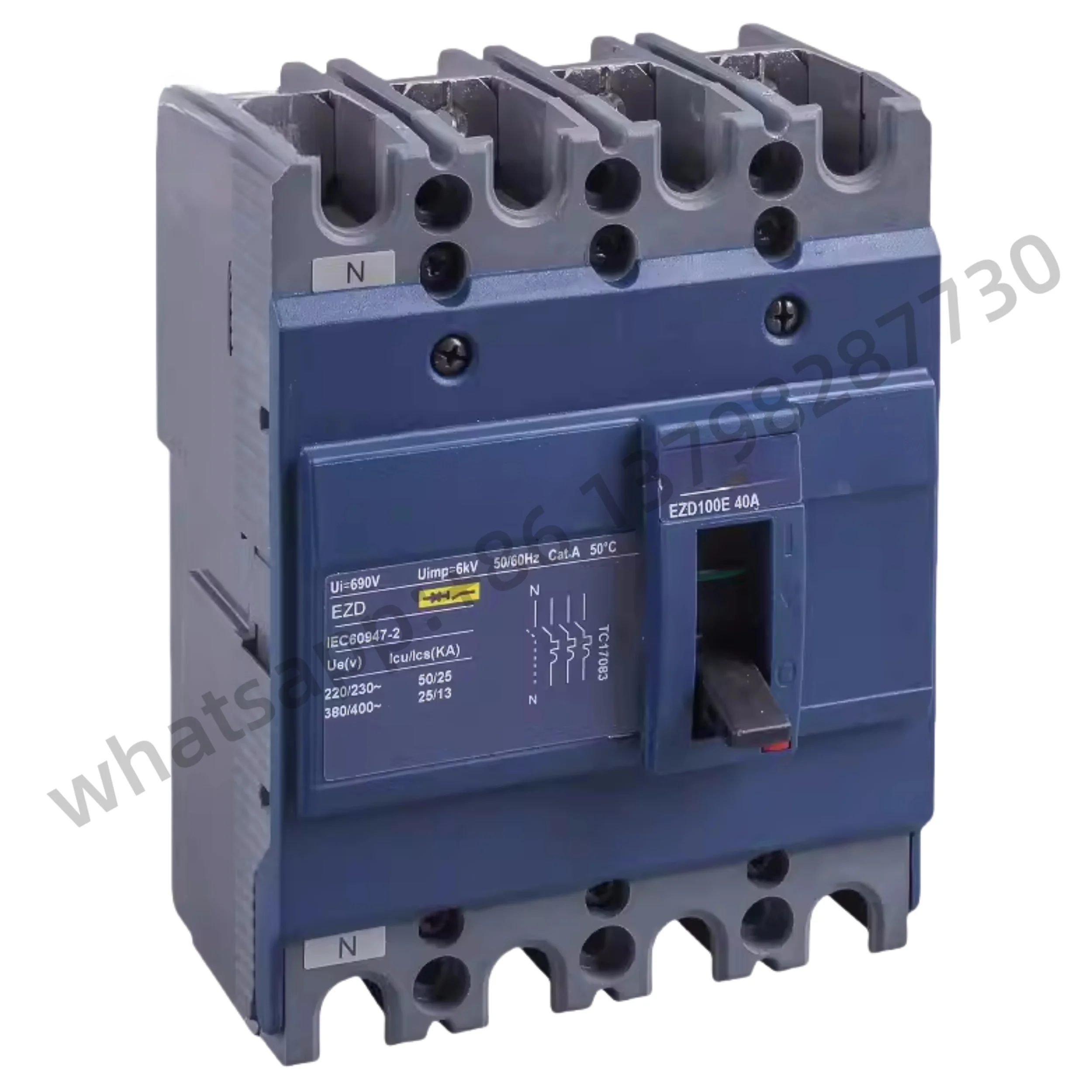 New Original EZD Molded Case Circuit Breaker 4P 20A 32A 40A 50A 60A 80A 100A 125A 160A 200A 225A 250A