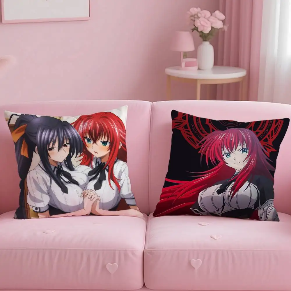 DxDH-High School DxD Pillow Case Anti-dustmite Pillowcase Invisible Zipper Silky Short Plush Sofa Cushion Cover