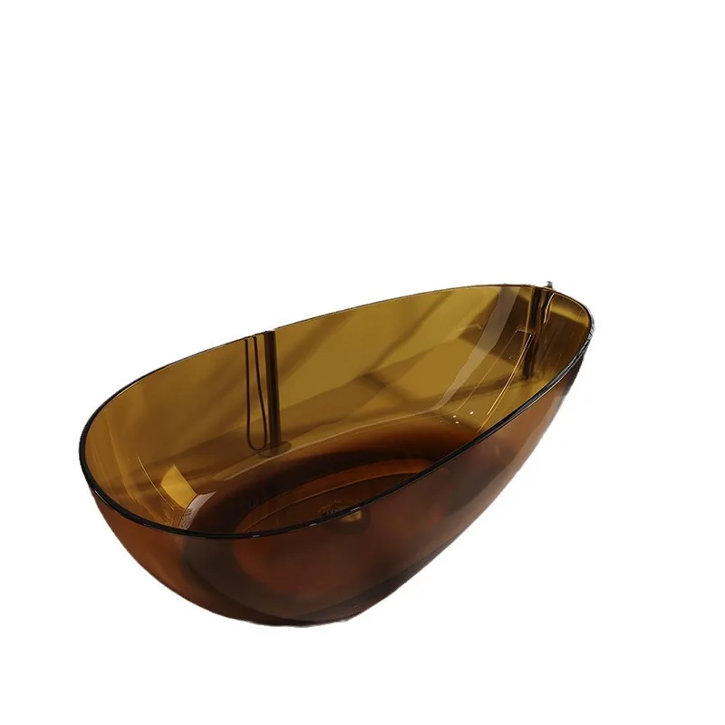 

Transparent resin, high-end hotel freestanding bathtub, lake blue