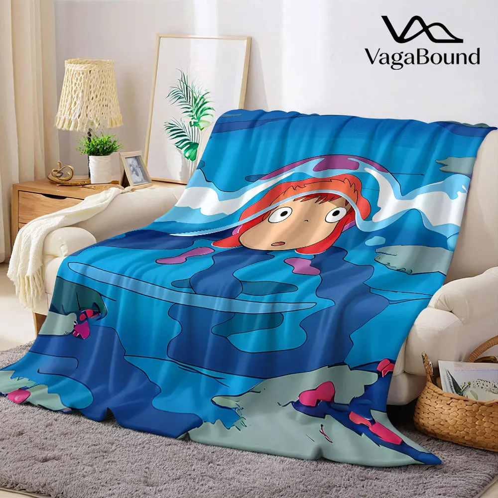 P-Ponyo-s Ocean Bubbles Flannel Blanket Perfect for Sofa Office Bed Travel Sleep Read Relax Camping four season use