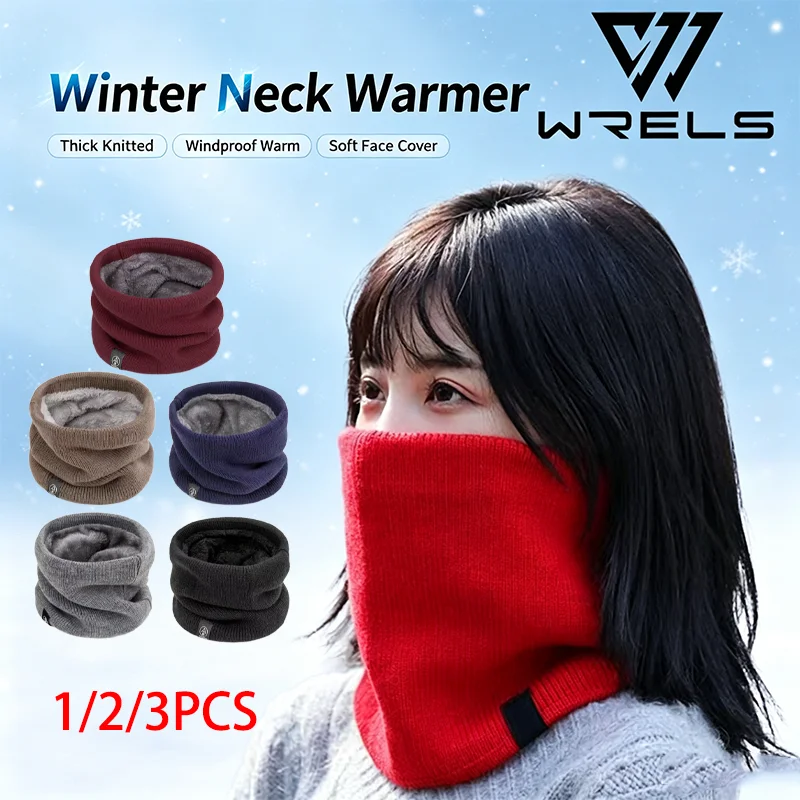 1/2/3Pairs Winter Thick Knitted Neck Warmer Soft Sport Gaiter Windproof Warm Face Cover Men Women Running Skating Neck Warmer