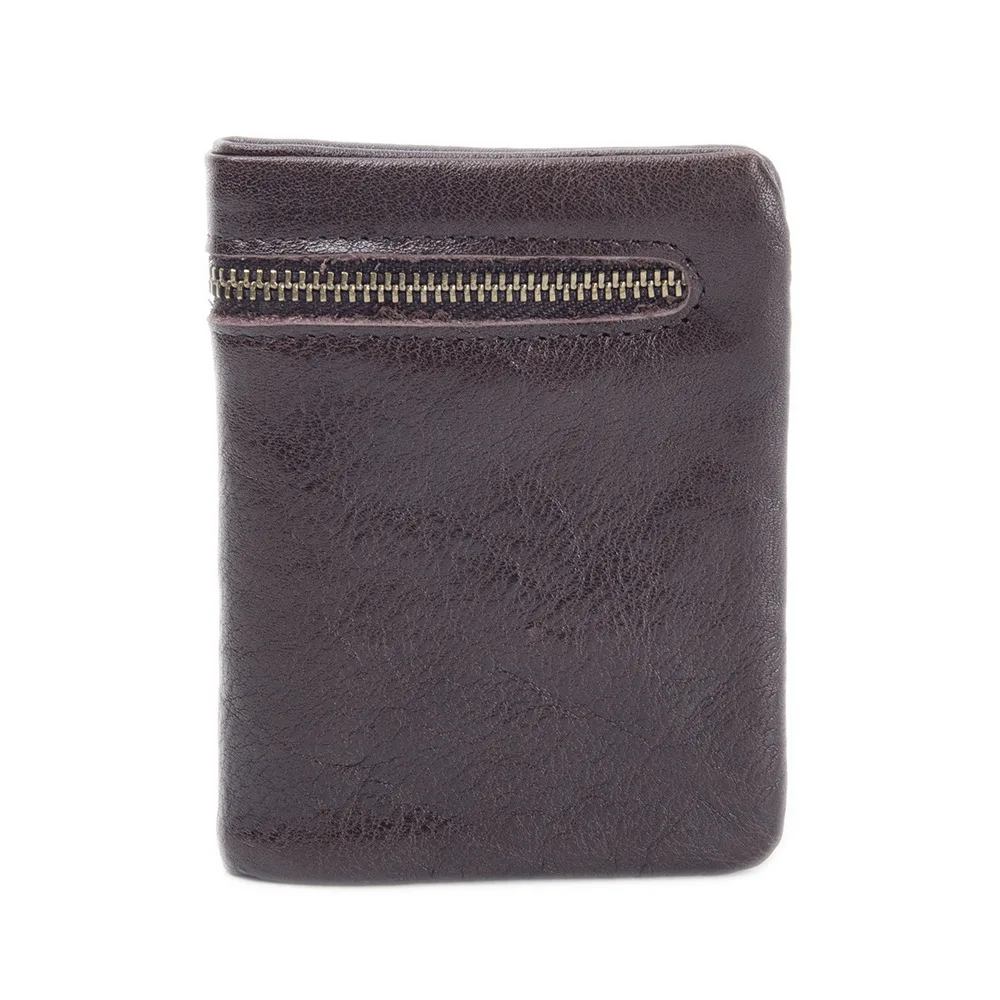 محفظة رجالية عمودية من الجلد قابلة للطي متعددة المشبك وطبقة رأس من جلد البقر ومشبك نقود كاجوال كلاسيكي