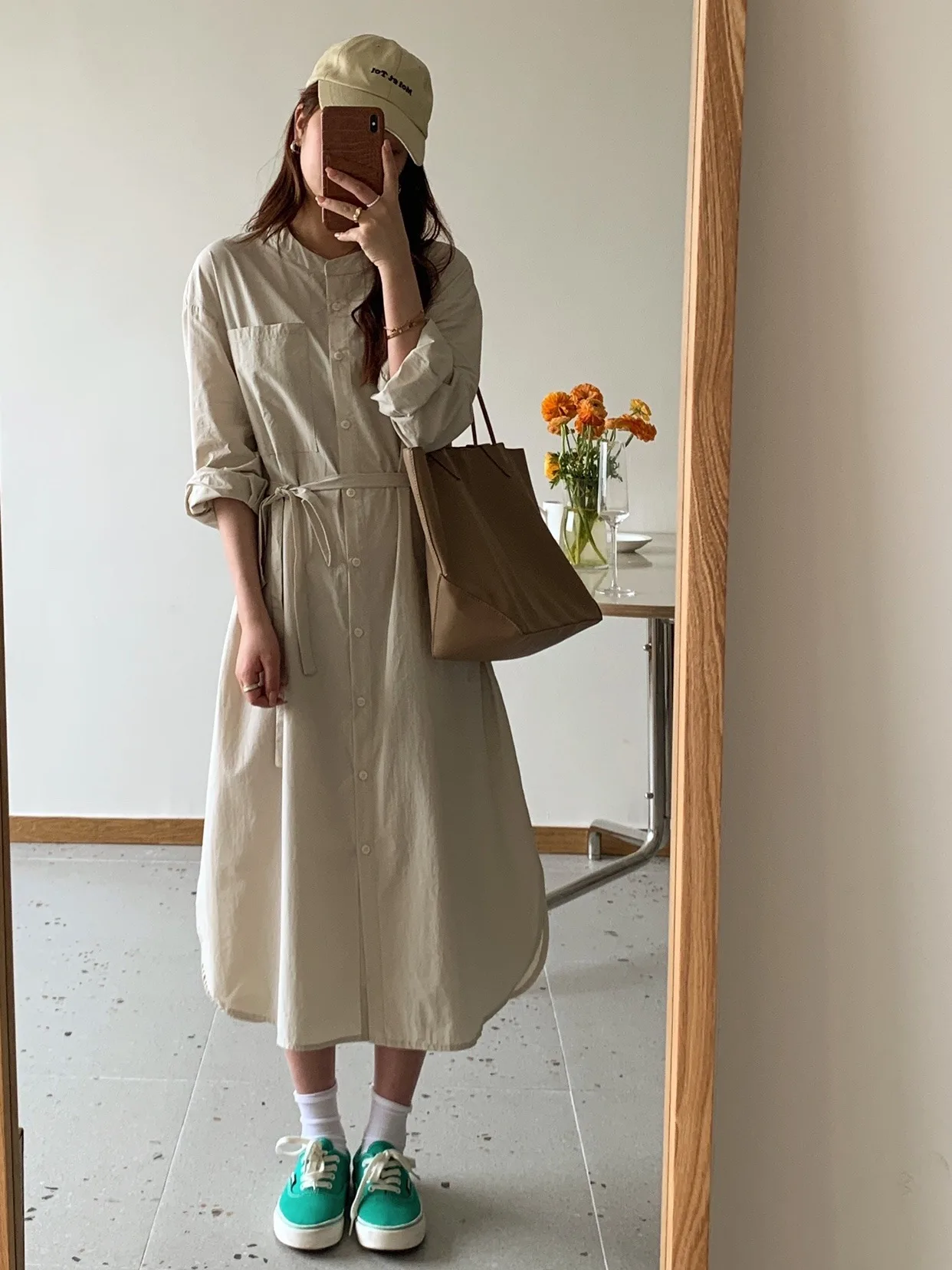 루즈 롱 스웨트 원피스 여성 캐주얼 베이스 레이어 스커트 한국 스타일 가을 신상 패션 스트리트웨어