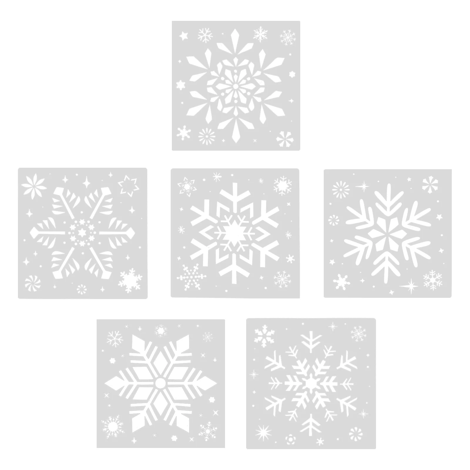 6 Pcs Painting Template Face Stencils Snowflake Christmas Snowflakes Window DIY Drawing Templates Hollow Out