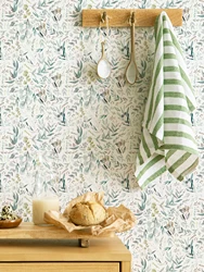 1 Curly Leaf Branch Pattern Self-Adhesive Moisture Resistant Indoor Tearable Stickers Home Landscaping Wall Stickers Home Decor