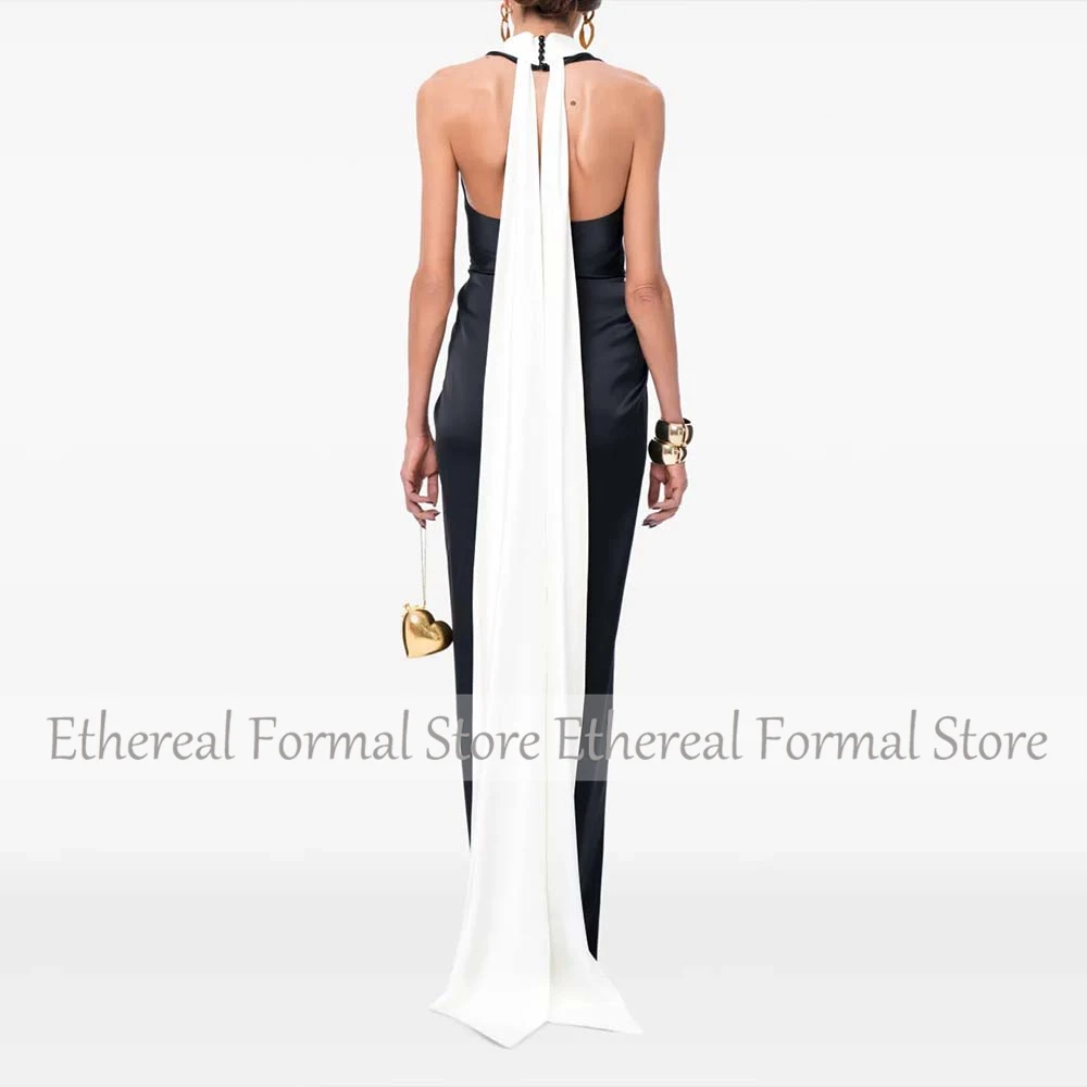 Modern Customized Evening Gown for Women Formal Party Dress Floor Length Prom Dress Sheath Sleeveless Ara Dress with Bow