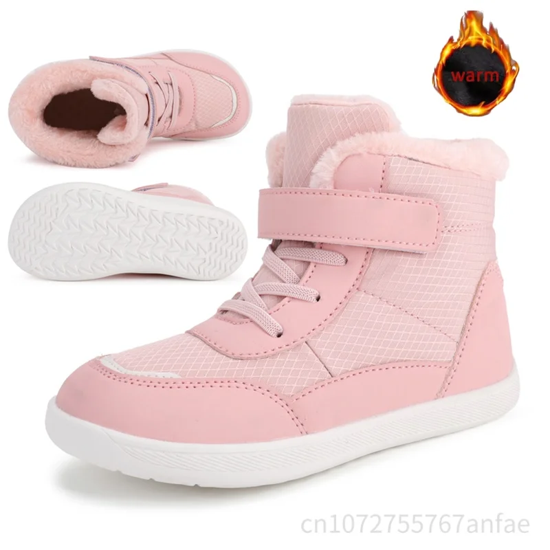 

Зимние детские зимние ботинки, обувь босиком с широким носком, удобные теплые зимние ботинки на меховой подкладке для малышей, уличные прогулочные ботинки, нескользящие