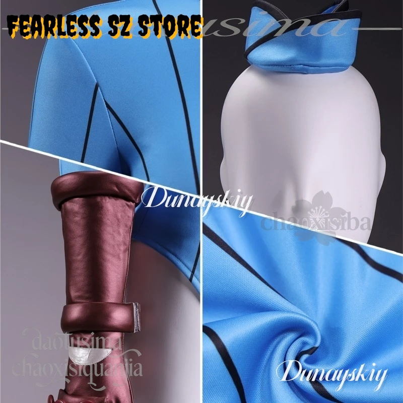 Cammy White Cosplay Street Anime Game Movie Fighter SF 코스프레 Blue Stripes Jumpsuit Fashion Bodysuit Headwear Gloves Halloween view 2