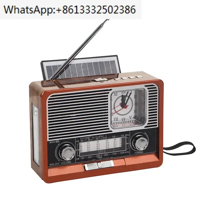 Portable Retro Radio FM/AM/SW1-6 Radio Receiver Bluetooth Speaker Solar MP3 Music Player With LED Light Support USB/TF Card/AUX