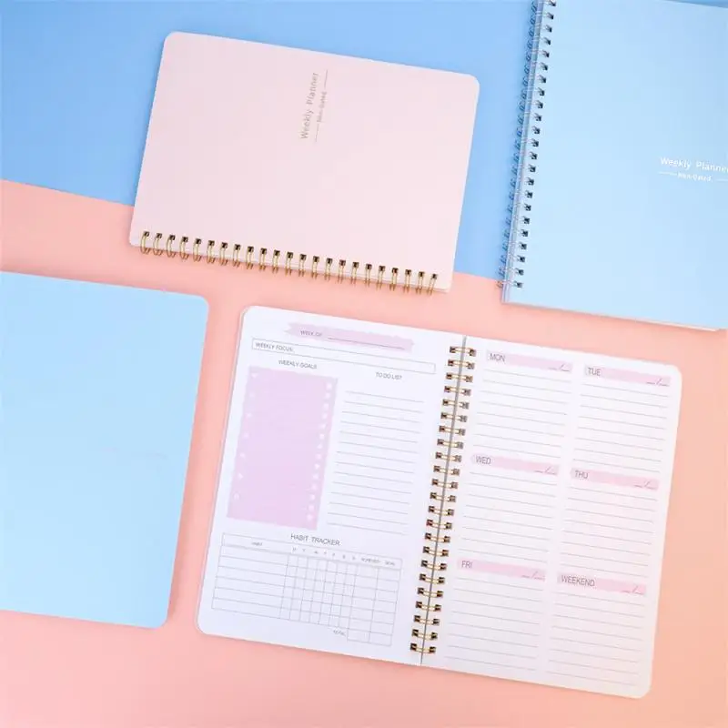 English Schedule A5 Coil Week Plan Self-filling Notebook Grid Inner Page Notepad