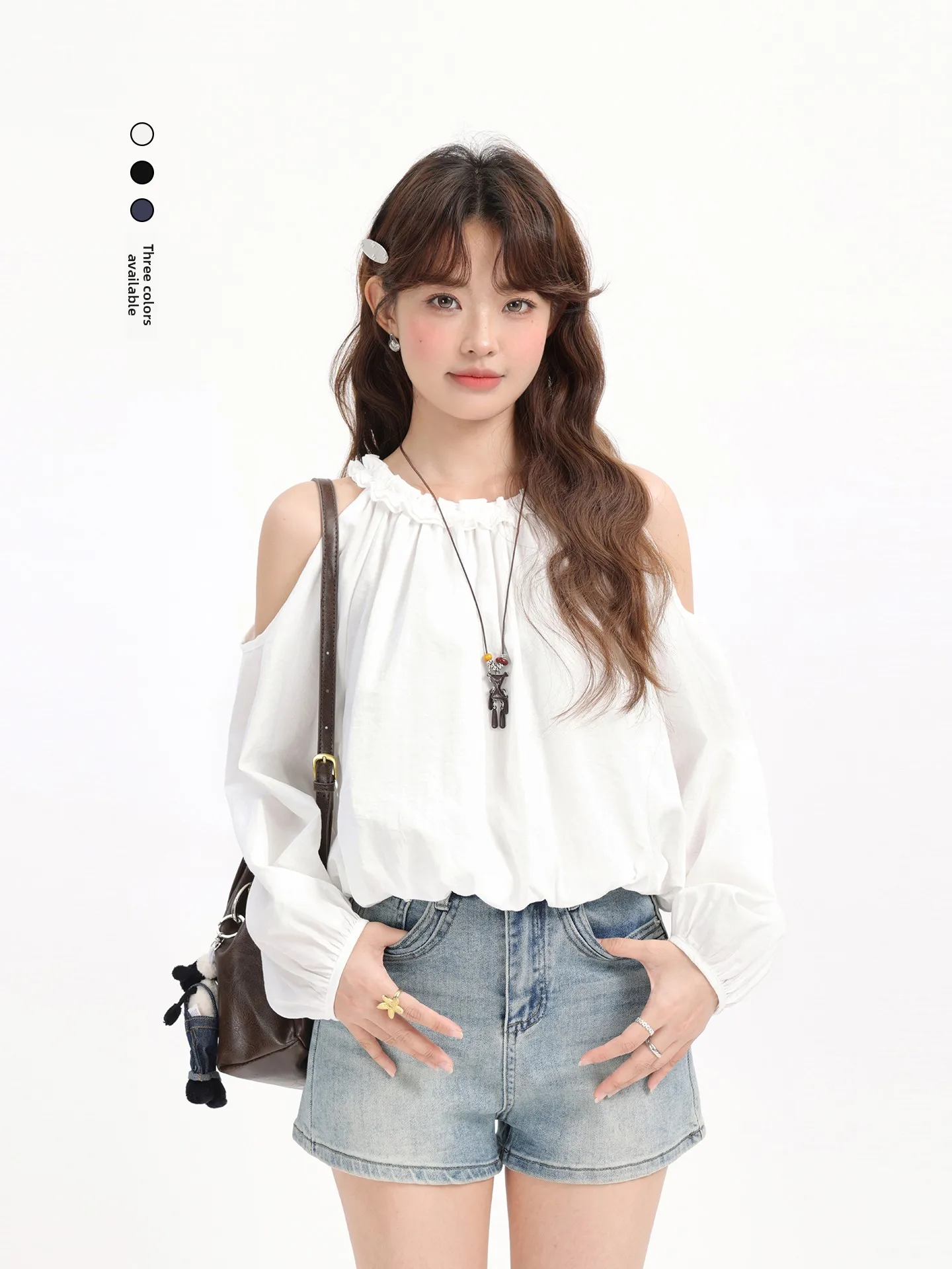 

Элегантный топ с рюшами на воротнике, открытыми плечами, длинными рукавами, укороченный, с завязками, осенний, с цветочным принтом, короткий топ