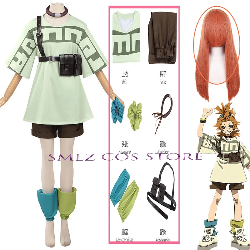 

Remlin Cosplay Anime Gachiakuta Costume Top shorts Bag Uniform Remlin Wig Set Halloween Party Play Outfit for Women Men