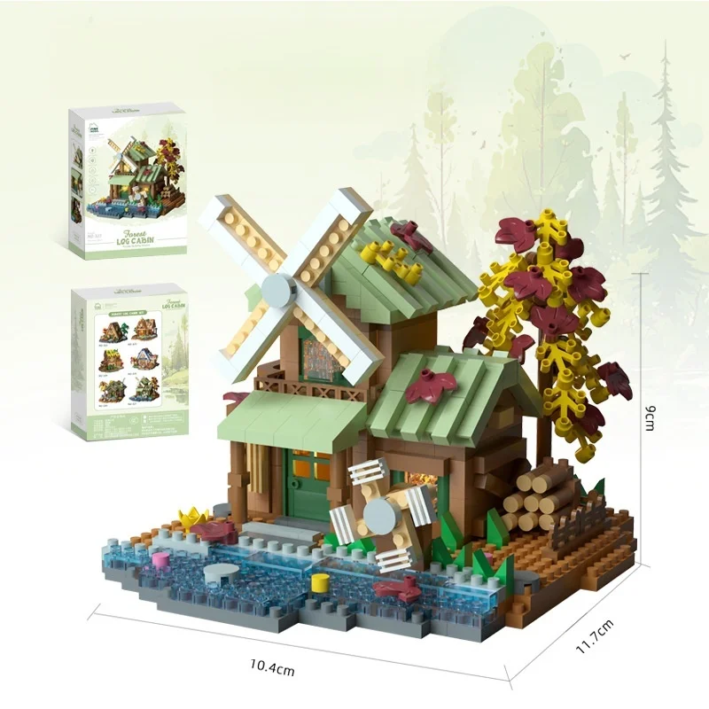 2026 Creative Building Blocks,Windmill Tree House,Forest Wooden House Assemble Construction Toys for Gifts,Puzzle Toy,Home Decor