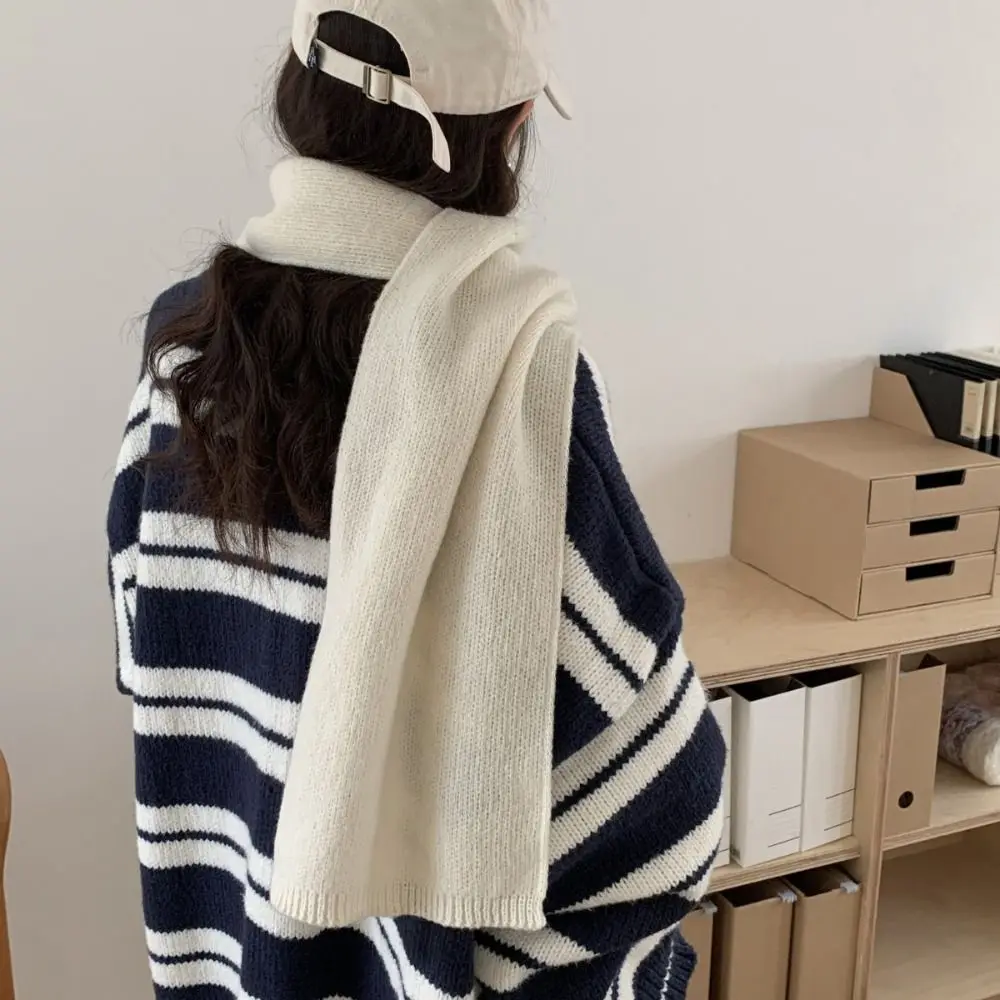 Retro Letter Wool Scarf Cashmere Shawl Long Shawl Knitted Scarf Korean Style Scarves Solid Color Warm Scarf Student