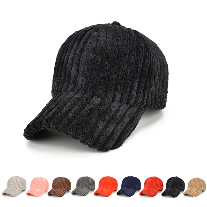 CNTANG New Winter Corduroy Baseball Cap Fashion Solid Color Women Sun Hat Lady Outdoor Leisure Warm Girls Spring Plush Caps