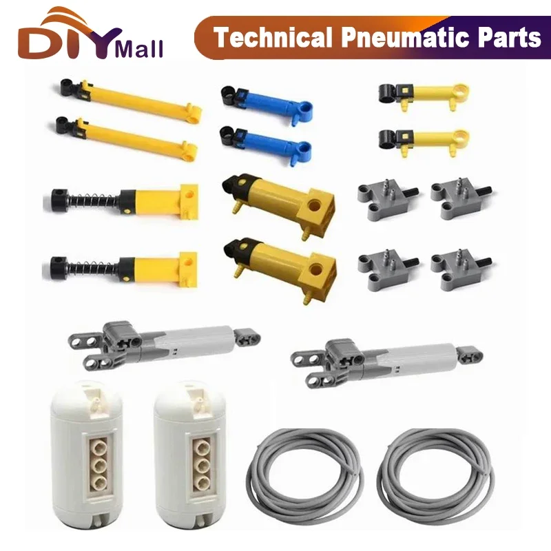 22PCS MOC Technical Pneumatic Parts Kit Air Pump Tank Piston Hose Compatible with Major Brands DIY Educational Building Blocks