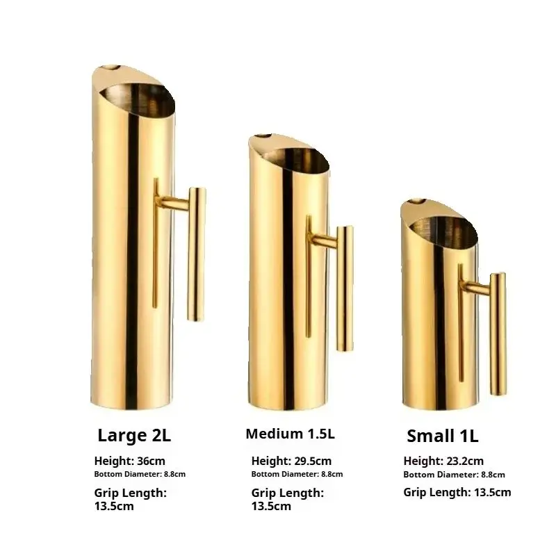 

Modern Luxury Gold Stainless Steel Pitcher for Family Kitchen Bar Restaurant - Elegant Beverage Server with Sleek Handle
