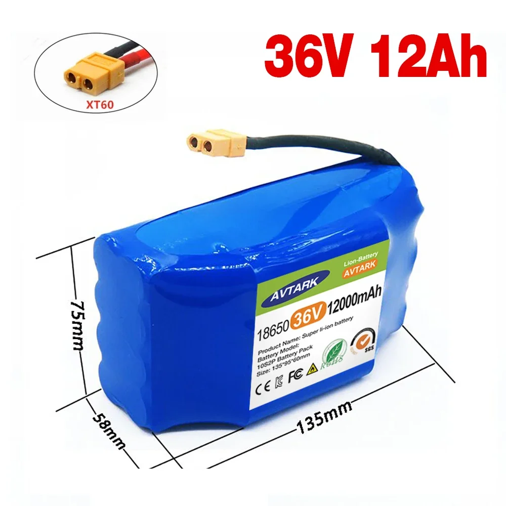 Genuine 36V 12Ah 10s2p Battery Packs Rechargeable Lithium Ion Battery for Electric Self Balancing Scooter HoverBoard Unicycle