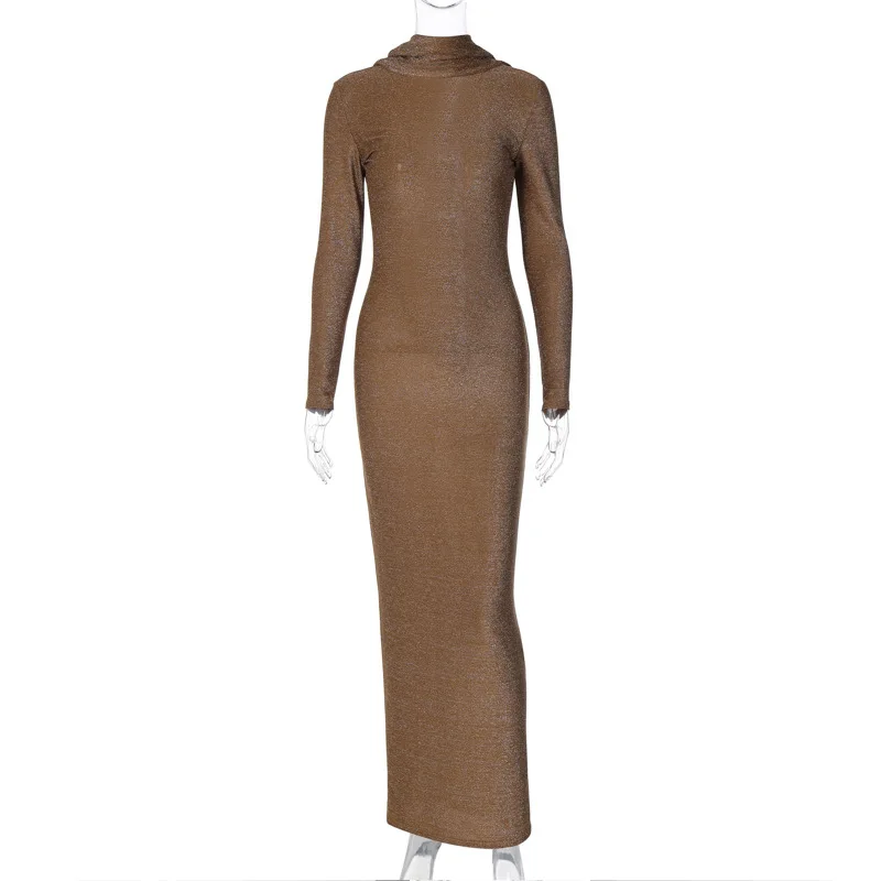 Vestido largo elegante con purpurina para mujer, vestido Sexy con Espalda descubierta, Bodycon con espalda descubierta para fiesta y Club nocturno, bata de Navidad para mujer 2023