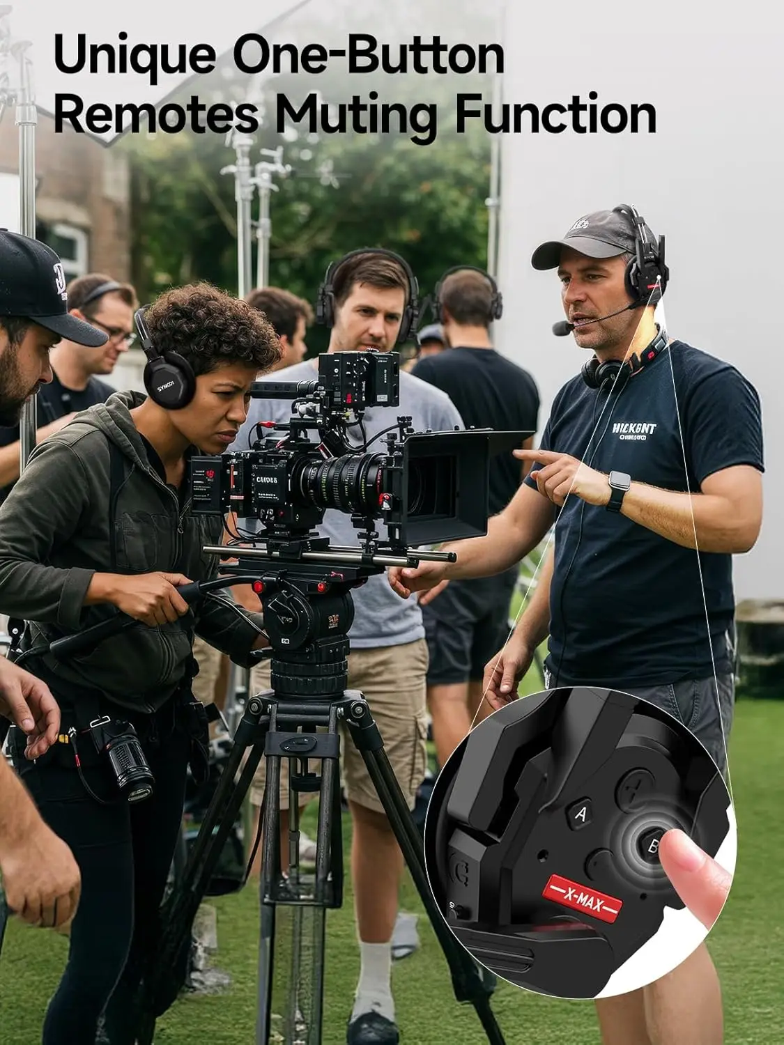 SYNCO XTALK XMax Cuffie interfono wireless Cuffie a due orecchie Portata 500 m Batteria 24 ore per la comunicazione della squadra di produzione cinematografica di eventi