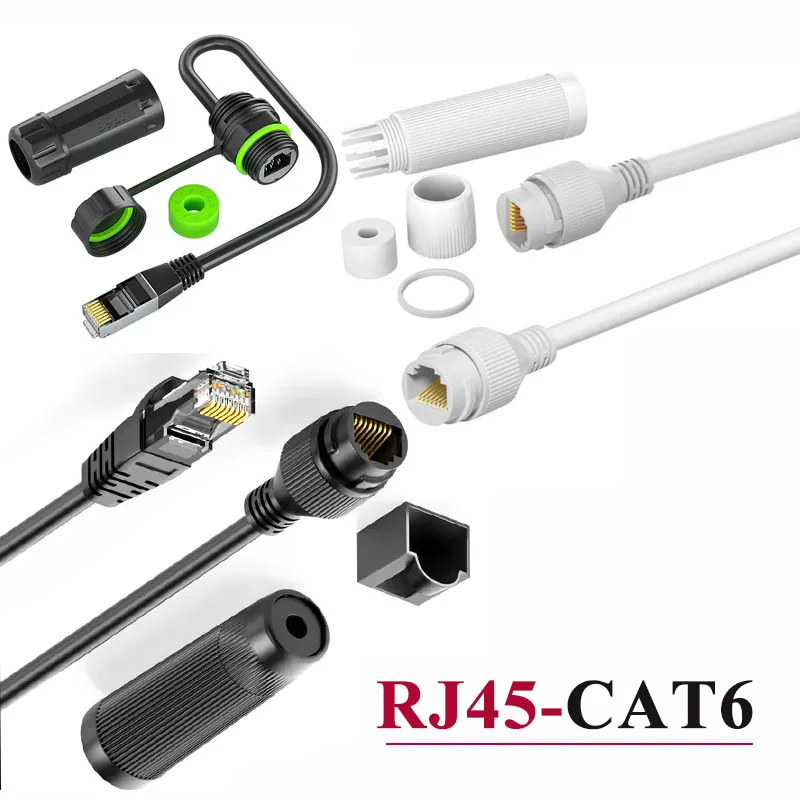 Outdoor CAT6 RJ45 Network Connector Cable with Gigabit Ethernet Port Waterproof Male to Female Connector Network Cable Extender