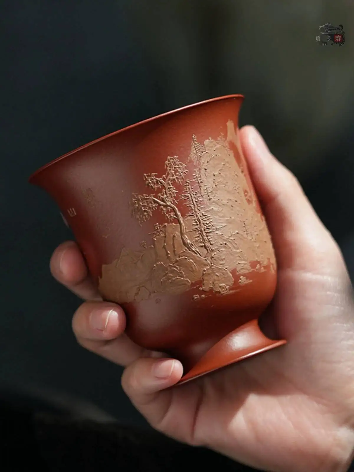 Yihu Chun Yixing Purple By Famous Artist Ma Fangyuan, Thin-Walled Zhu Clay Master Cup, Clay-Painted Landscape Tea Cup 200Cc