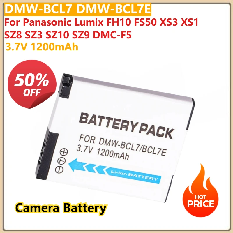 

for Panasonic FH10 FS50 XS3 XS1 SZ8 SZ3 SZ10 SZ9 DMC-F5 Replacement Camera Battery 3.7V 1200mAh DMW-BCL7 DMW-BCL7E