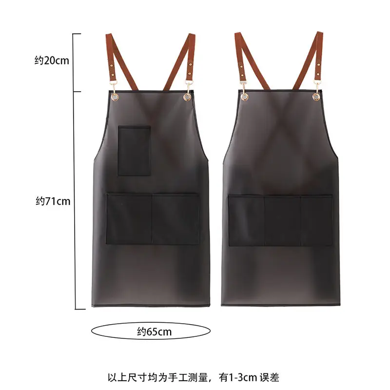 Transparent Working Apron with Pockets Chef Waterproof Home Apron for Coffee Cooking Nailing Bib Coffee Shop Black TPU Uniform