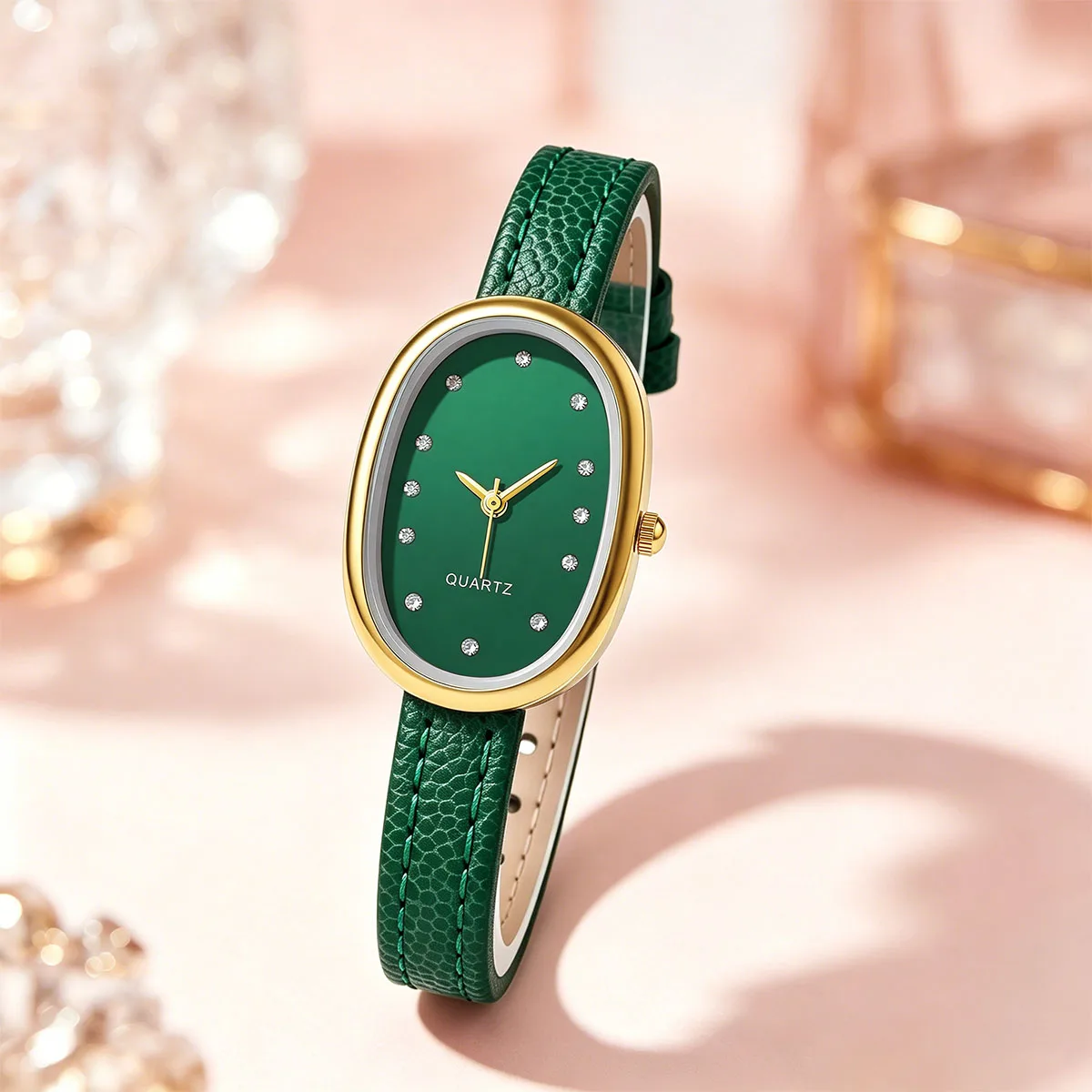Women Casual Simple Business PU Leather Strap Oval Quartz Watch Student Ladies Wristwatches image 2