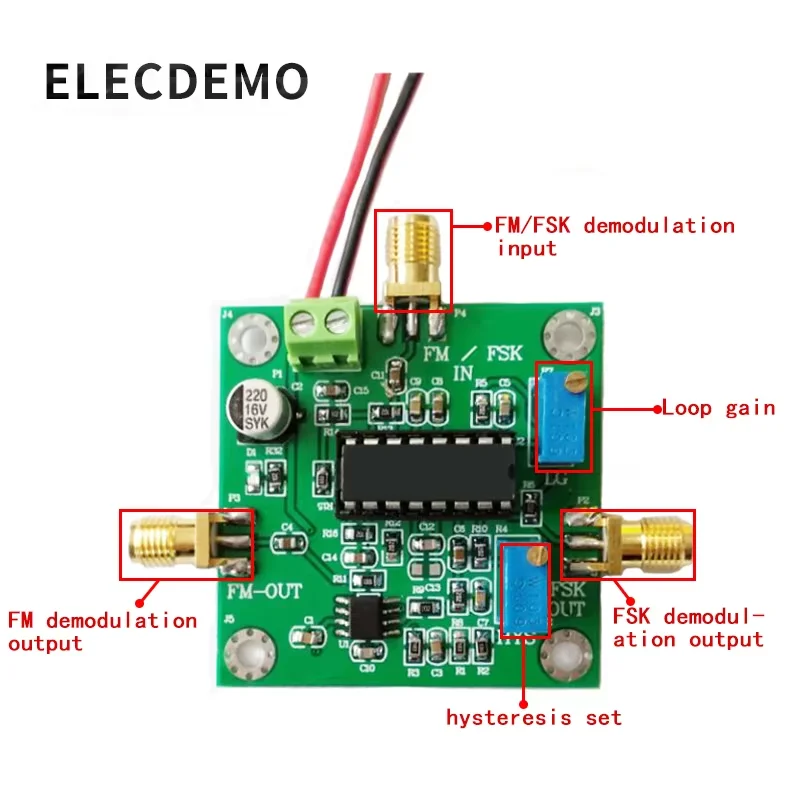 FM demodulation module FSK Demodulation Module FM Receive Center Frequency 10-90MHz Loop Gain Adjustable Demodulation Output