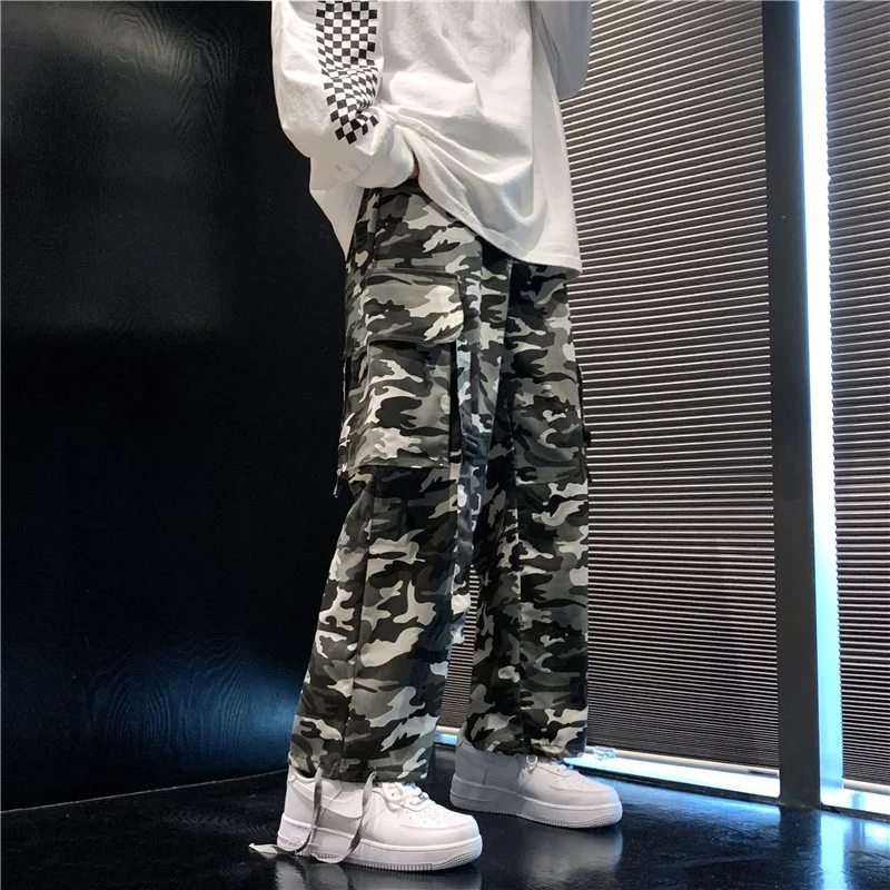 

Брюки-карго в стиле ретро, мужские камуфляжные брюки в стиле хип-хоп, рабочая одежда, брюки, облегающие длинные брюки, прямые летние повседневные брюки со средней талией