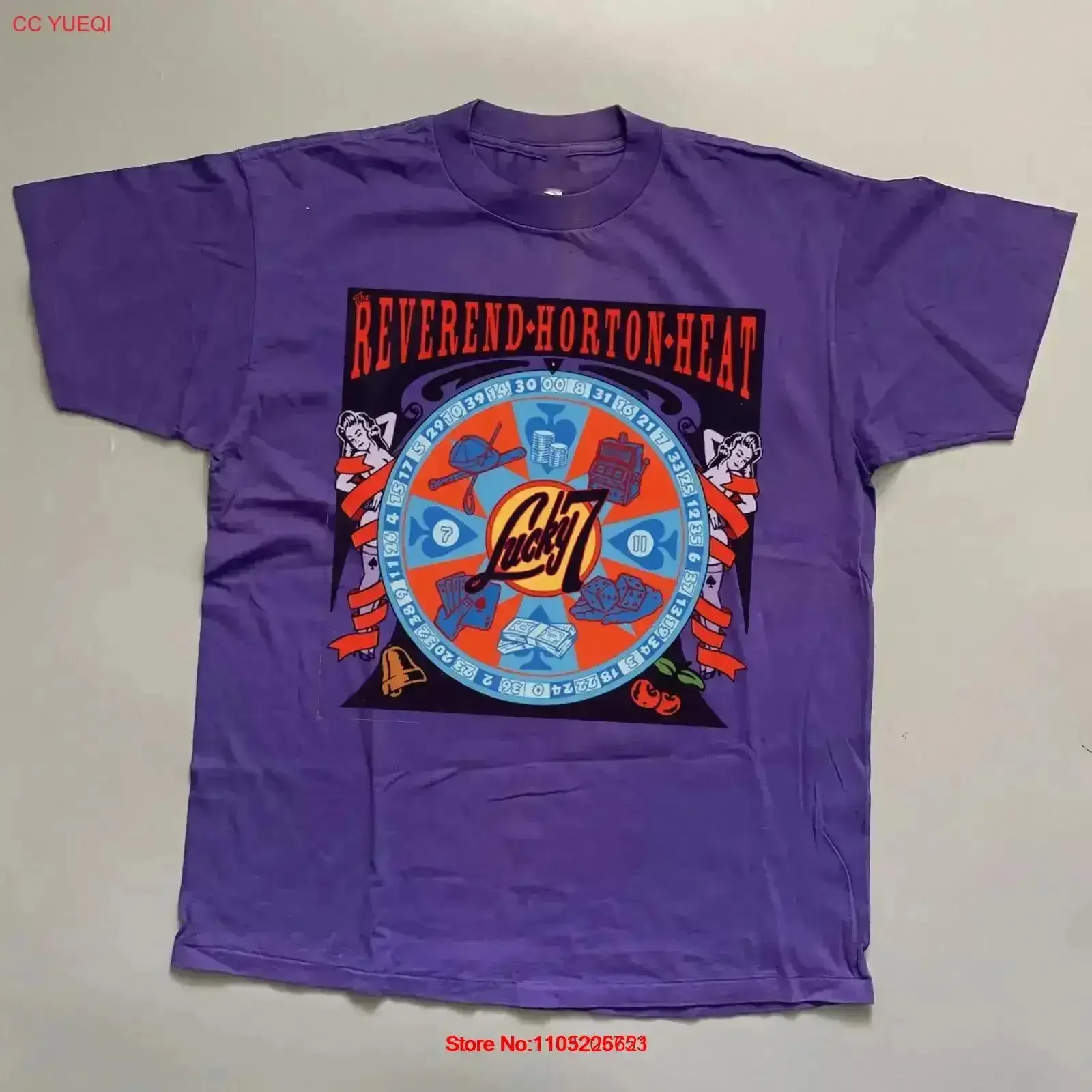 Reverend Horton Heat band Lucky 7 Purple T Shirt Full Size S 5XL SS636 vintage Washed fashion Soft Stylish vintage Washed