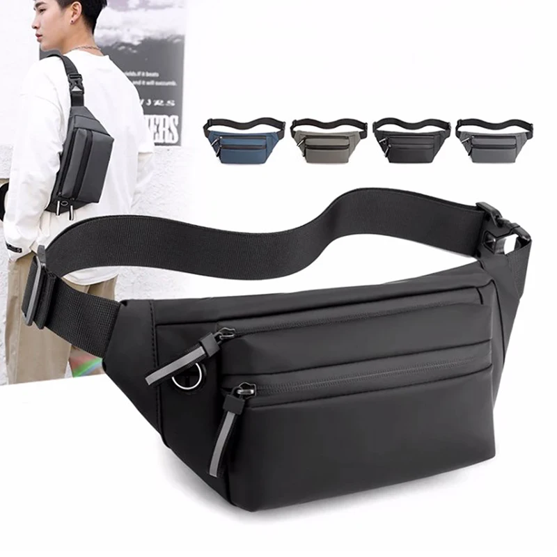 Bolsa de cintura impermeável para homens, Fanny Pack, Peito, Bolsas de ombro, Esportes ao ar livre, Viagem, Moda, Masculino