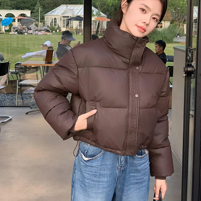 Women Down Jacket Short Cotton-padded Clothes Parkas Warm Stand Collar Cold Coats 2024 Winter New Loose High-End Cropped Jackets
