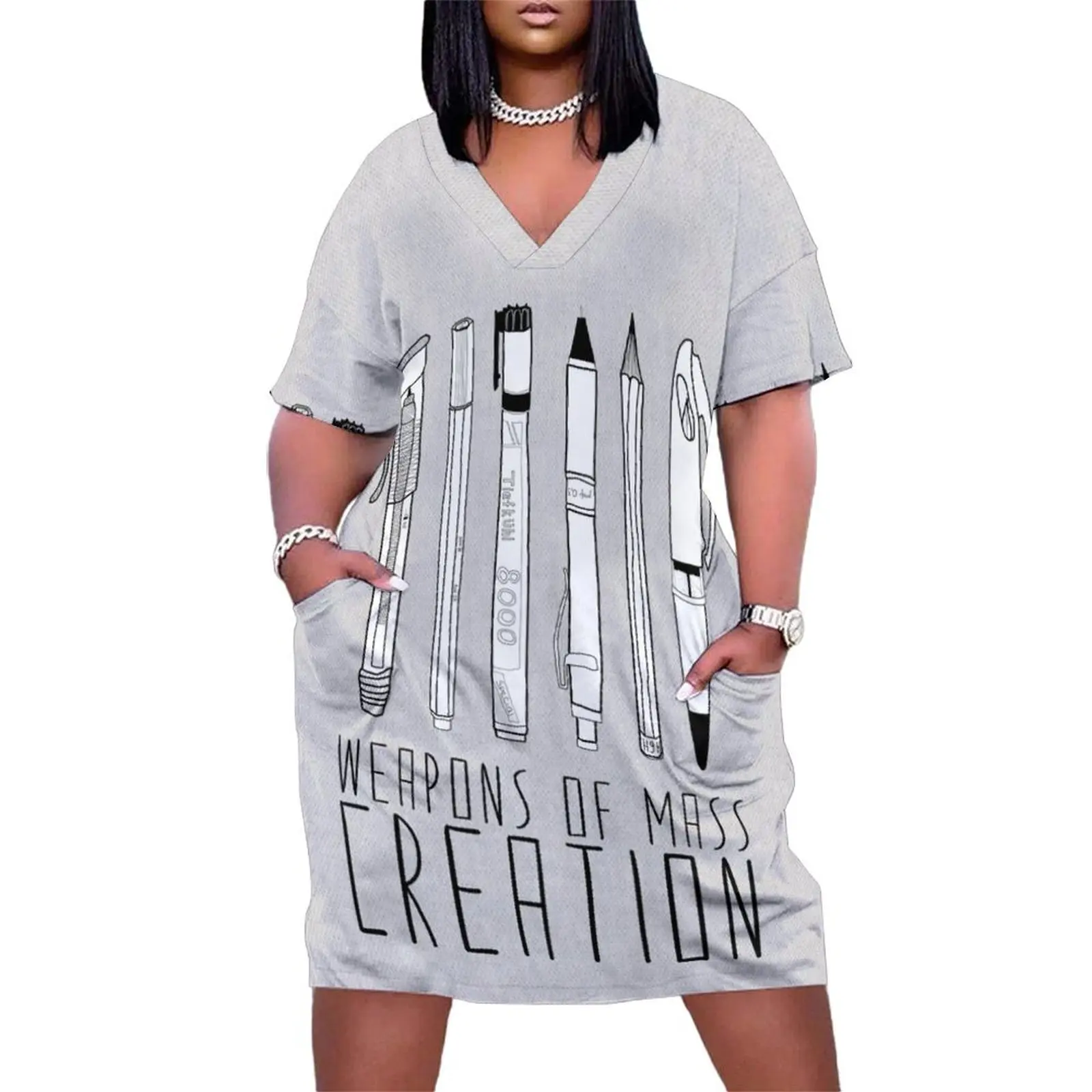 Weapons Of Mass Creation (on grey) Loose Pocket Dress Long dress Female dress Women