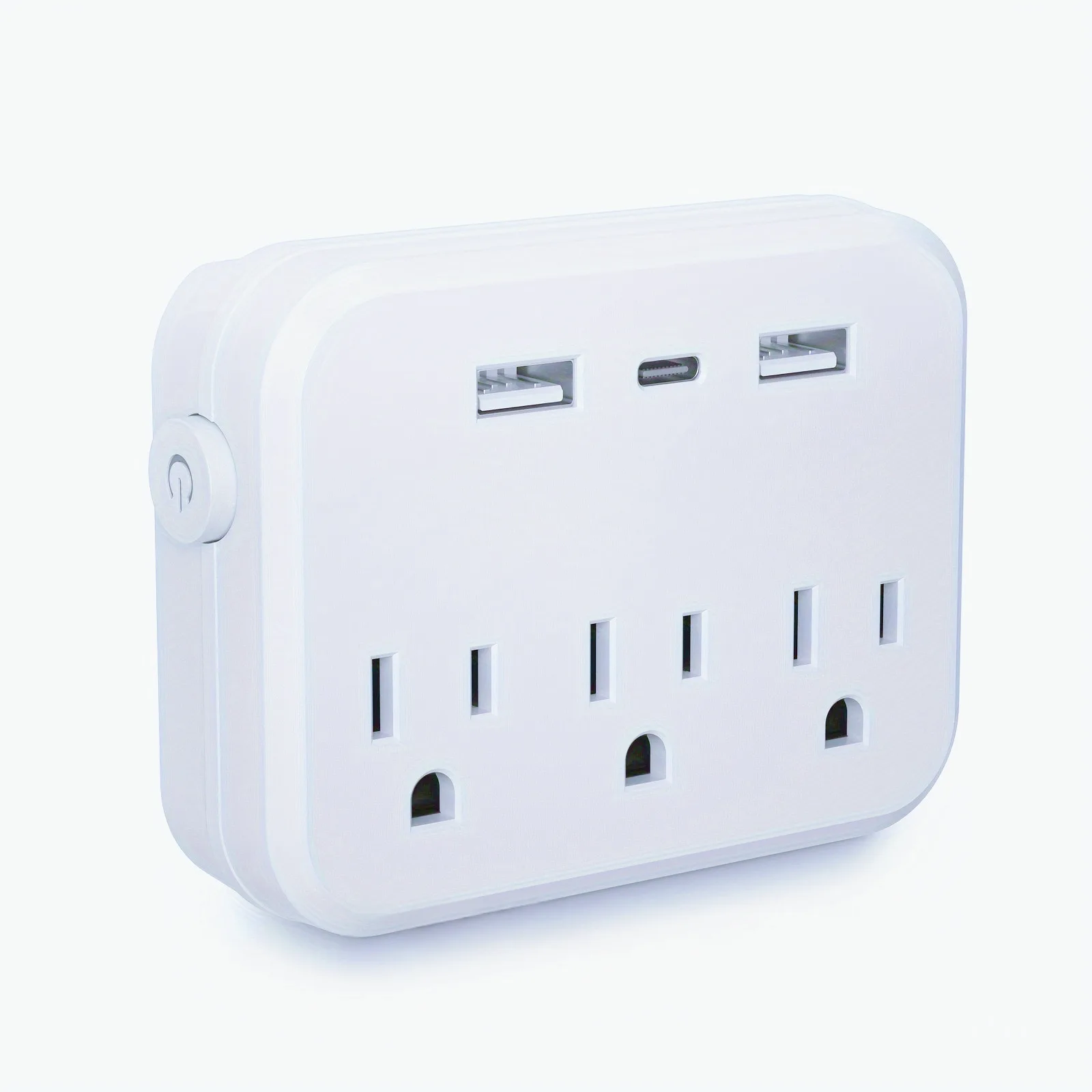 US Switch with surge protector Mini Portable Power socket 6-in-1 Multifunctional 3 sockets 2 USB ports 1 Type-C white image 2