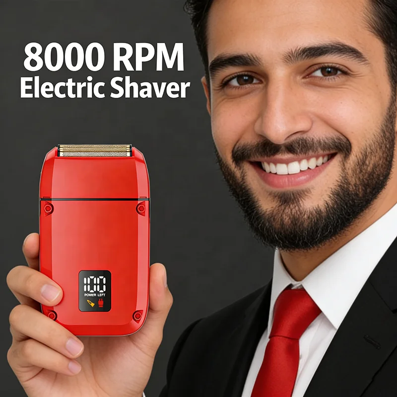 

USB Rechargeable Men's Foil Shaver Twin Blade Heavy Duty Motor 7500 RPM Shaving Beards German Design Household Hotel Use