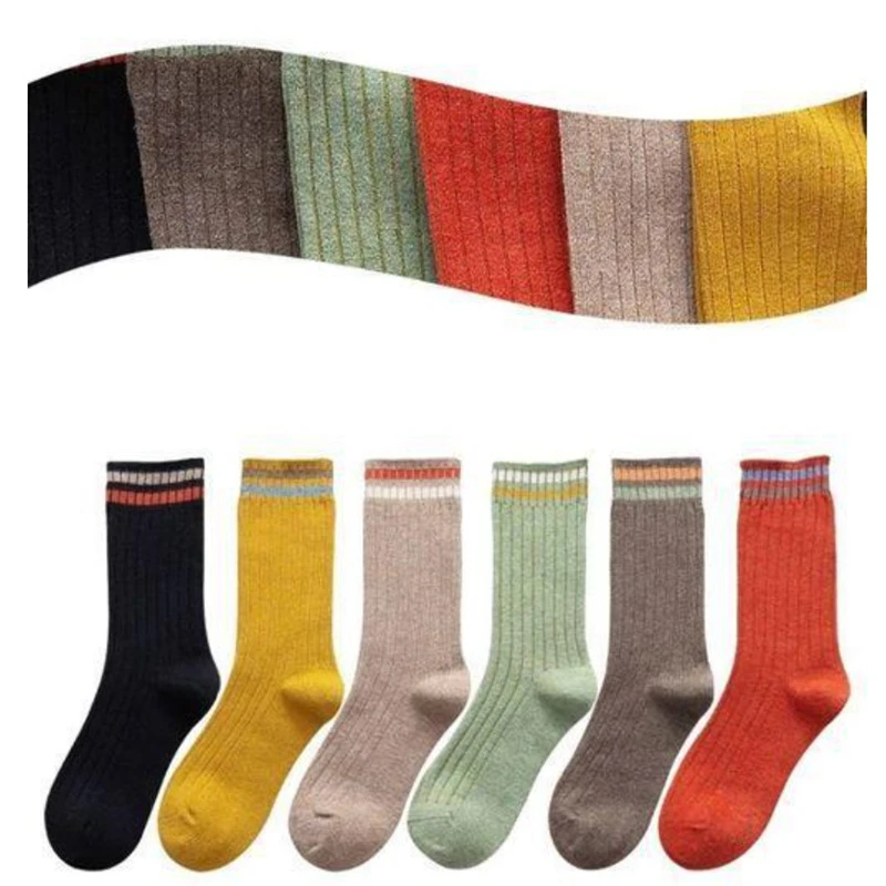 Random 5 Pairs Unisex Socks Women's Korean Comfort Mid-tube Autumn Winter Japanese High Tube Preppy Sock Women Striped Stockings