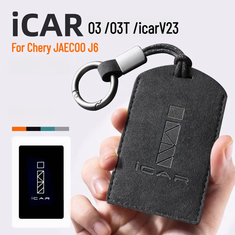 

For iCAUR iCar 03 JAECOO J6 Suede Car Card Key Fob Cover Card Key Case Protector Durable Card Key Keychain Bag Protection Shell