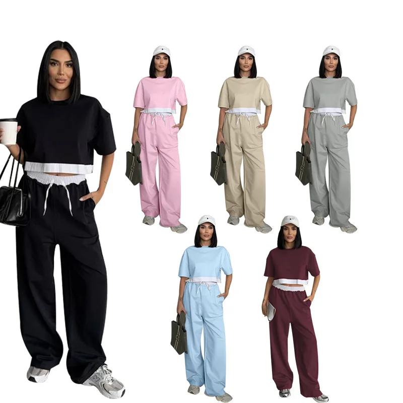 

Faionable повседневная женская толстовка с широкими брюками, комплект новых поступлений, весна 2025, длинные брюки, процент 3%-50%