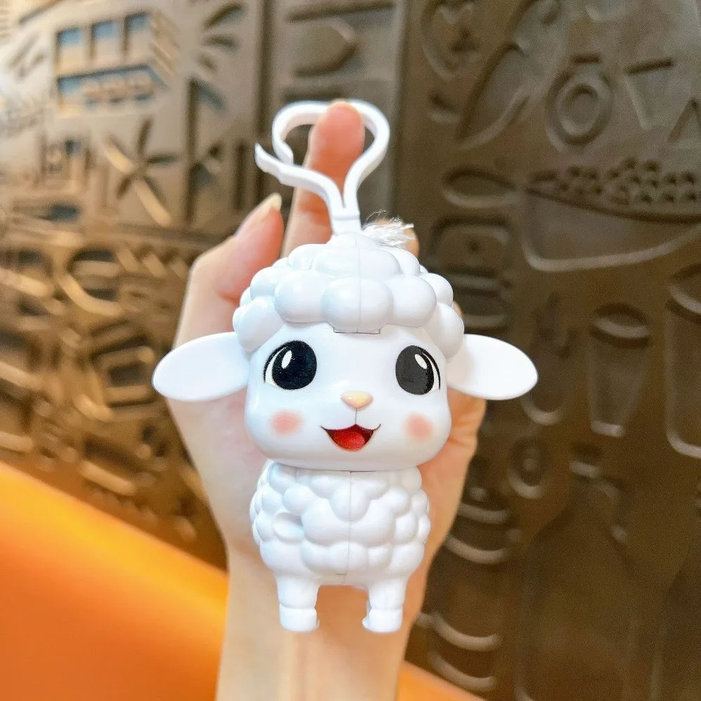 Kawaii Flying Sheep Keychain Cute Creative Stretchable Little Lamb Pendant Pull Rope Telescopic Shaking Ears Pull String Keyring