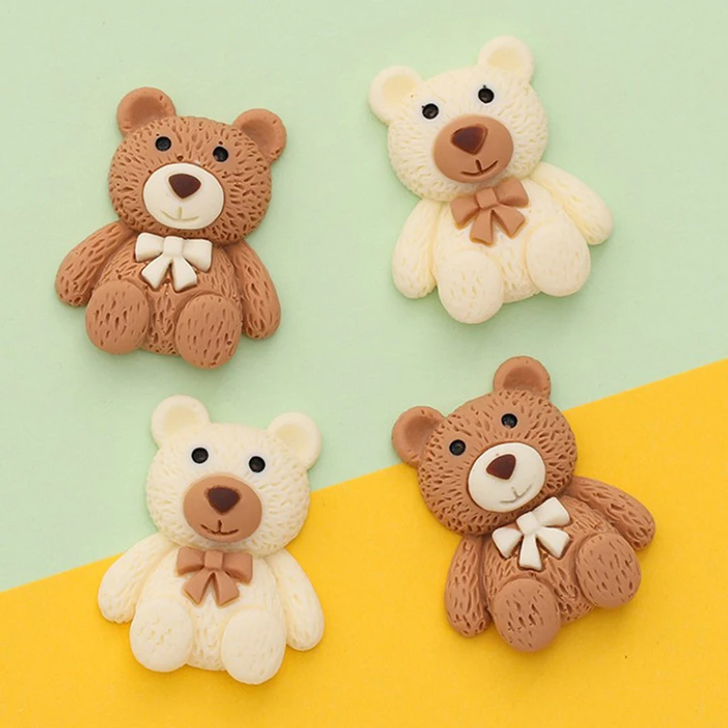 10Pcs Cartoon Coffee Bear Resin Bears for Phone Decor Scrapbooking Craft DIY Jewelry Accessories