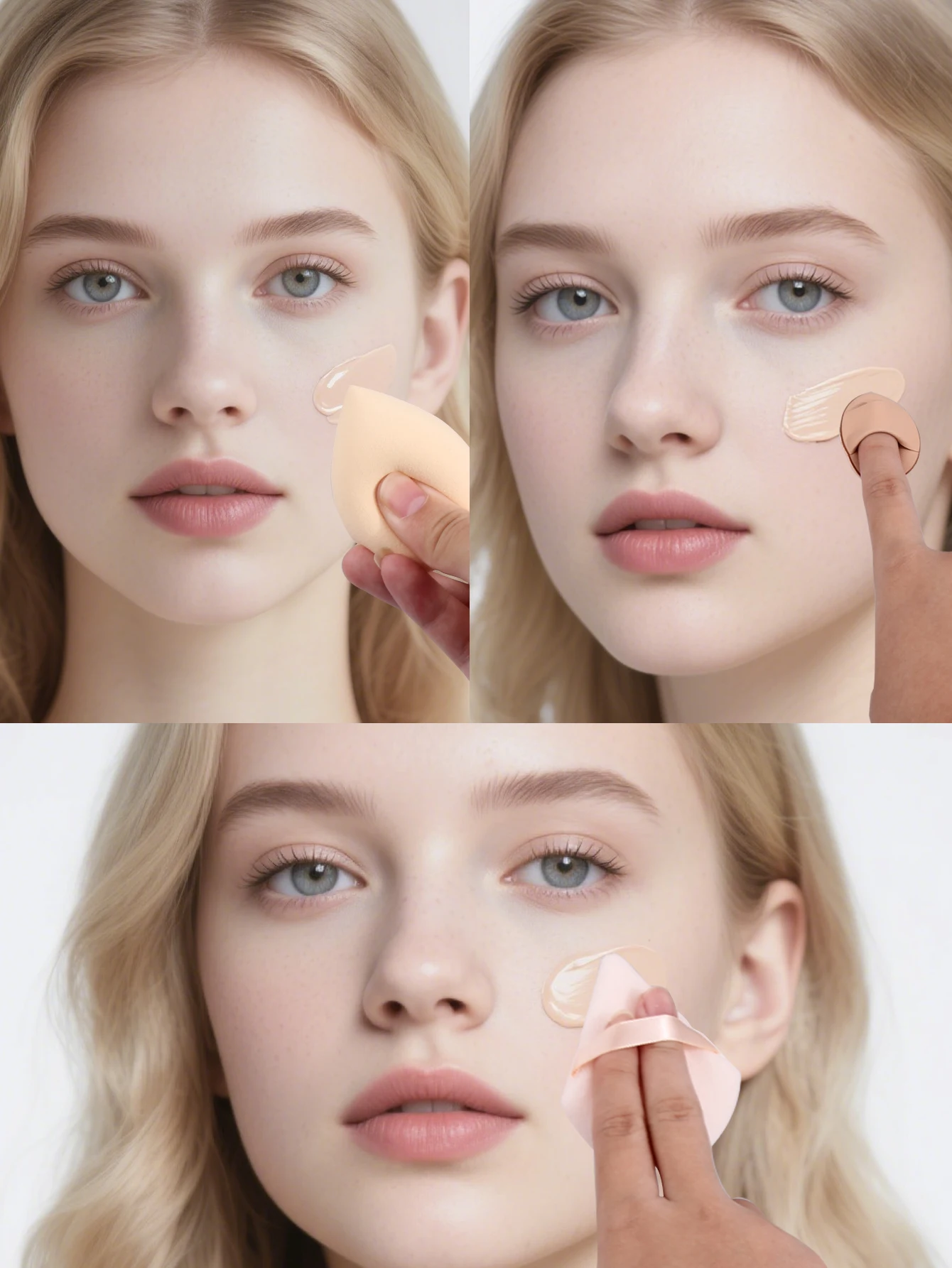 6PCS makeup sponge sets-2 beauty eggs+2 triangular powder puffs+2 thumb puffs Soft Foundation/Concealer/Blush Professional tools