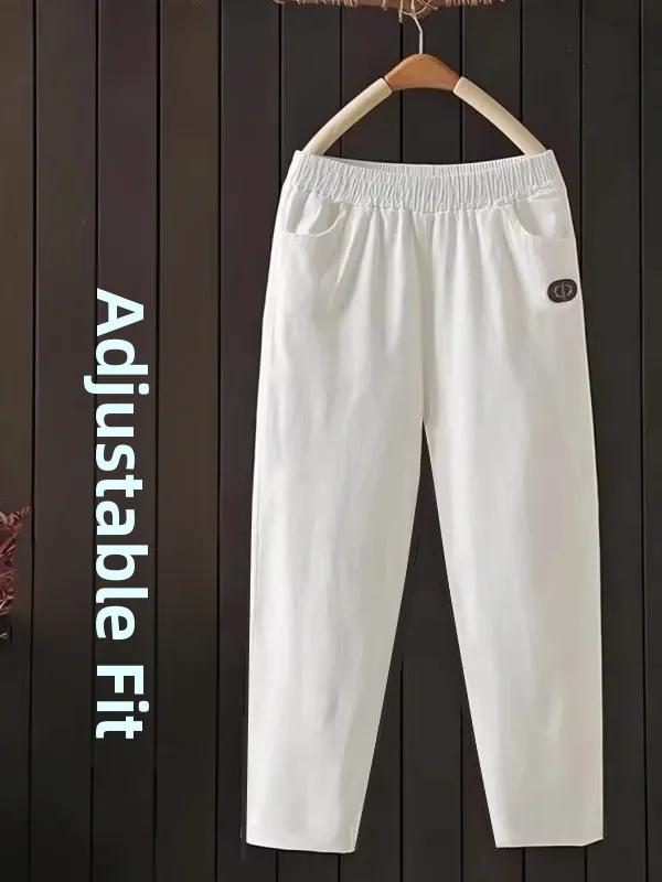 

New Cotton Linen Nine-Piece Pants Summer Thin Casual Pants Women Loose Mom Pants Large Size High Waist Harlan Carrot Pants