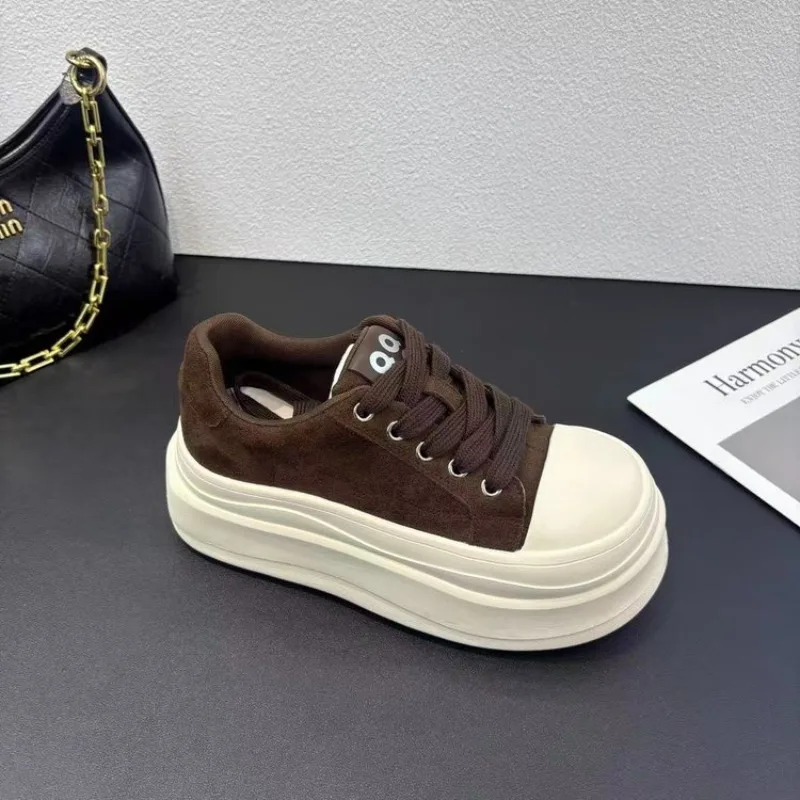 Women Leopard Print Platform Sneakers, Thick Sole Lace Up Round Toe Casual Shoes, Fashion Chunky Low Top Canvas Shoes view 4