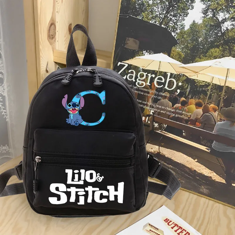 Disney-Mochila De Lilo & Stitch para chica, morral escolar informal con 26 letras, A-Z, para estudiante y adolescente