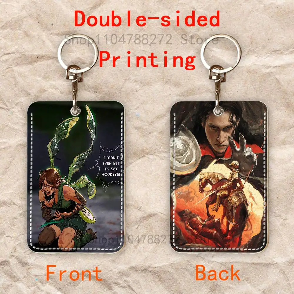 C-Critical D-DND R-Role Custom Access Card Case Leather Card Holder Keychain Key Ring Transportation Card Case Gifts
